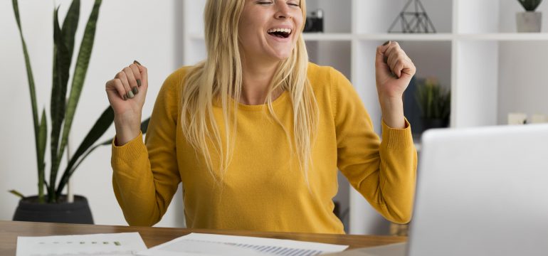 portrait-of-casual-woman-video-conferencing